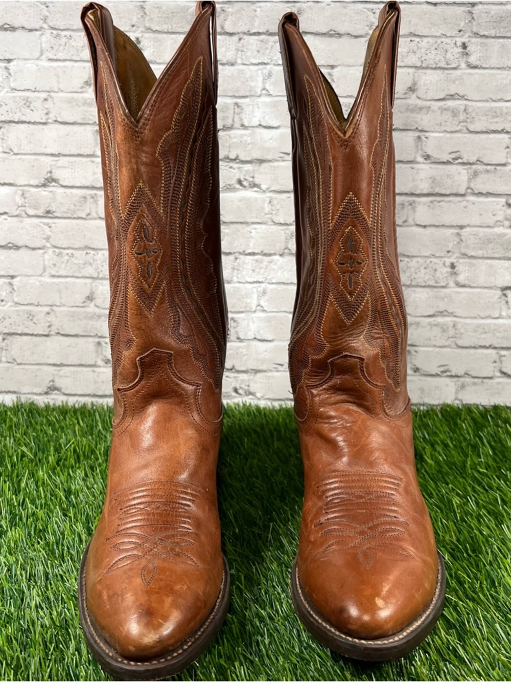 VTG MENS JUSTIN COWBOY BROWN BOOTS SIZE 9 D - Picture 3 of 10